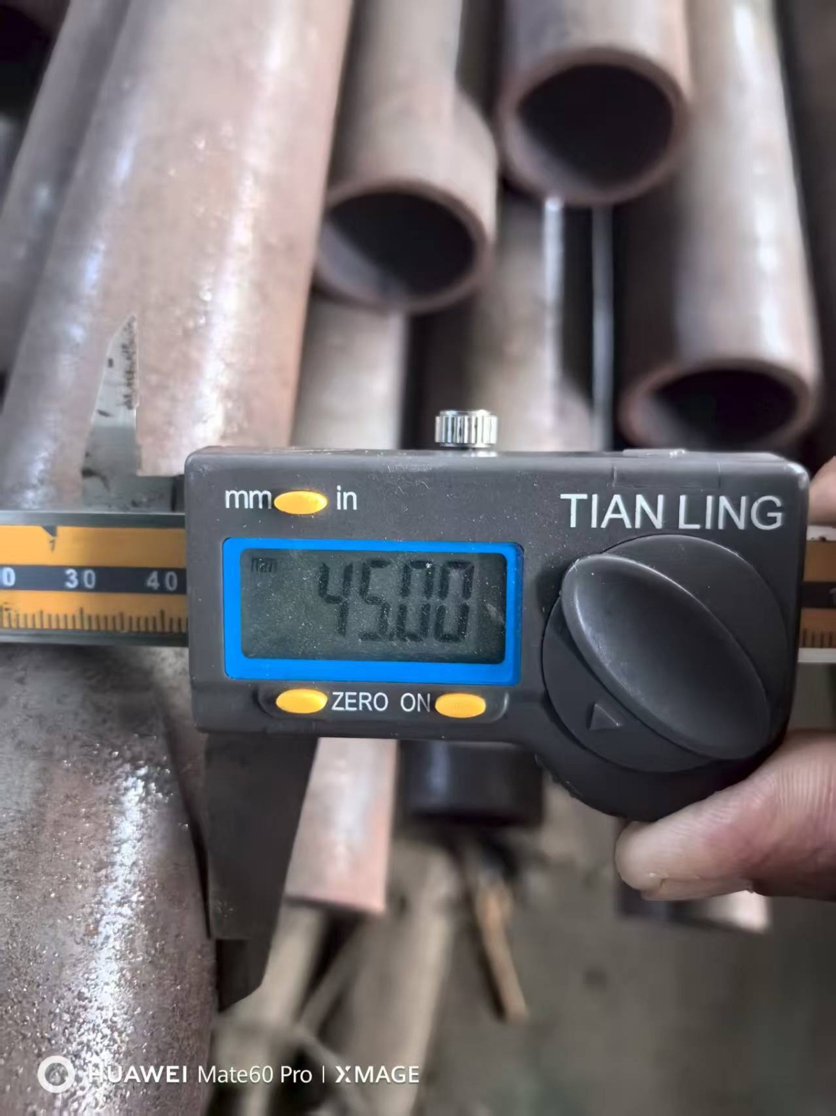 Close-up of steel pipe ends