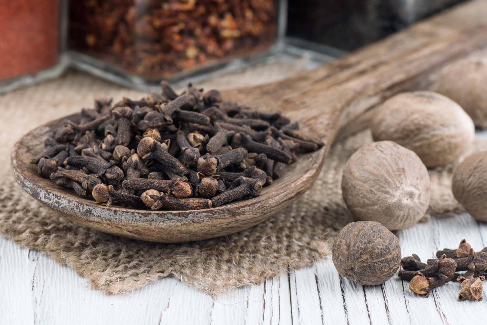 Dried cloves and nutmeg